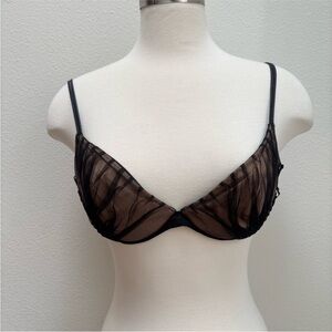 La Perla Silk Bra Rare Designer Lingerie Limited Edition Sheer Black Size 34C